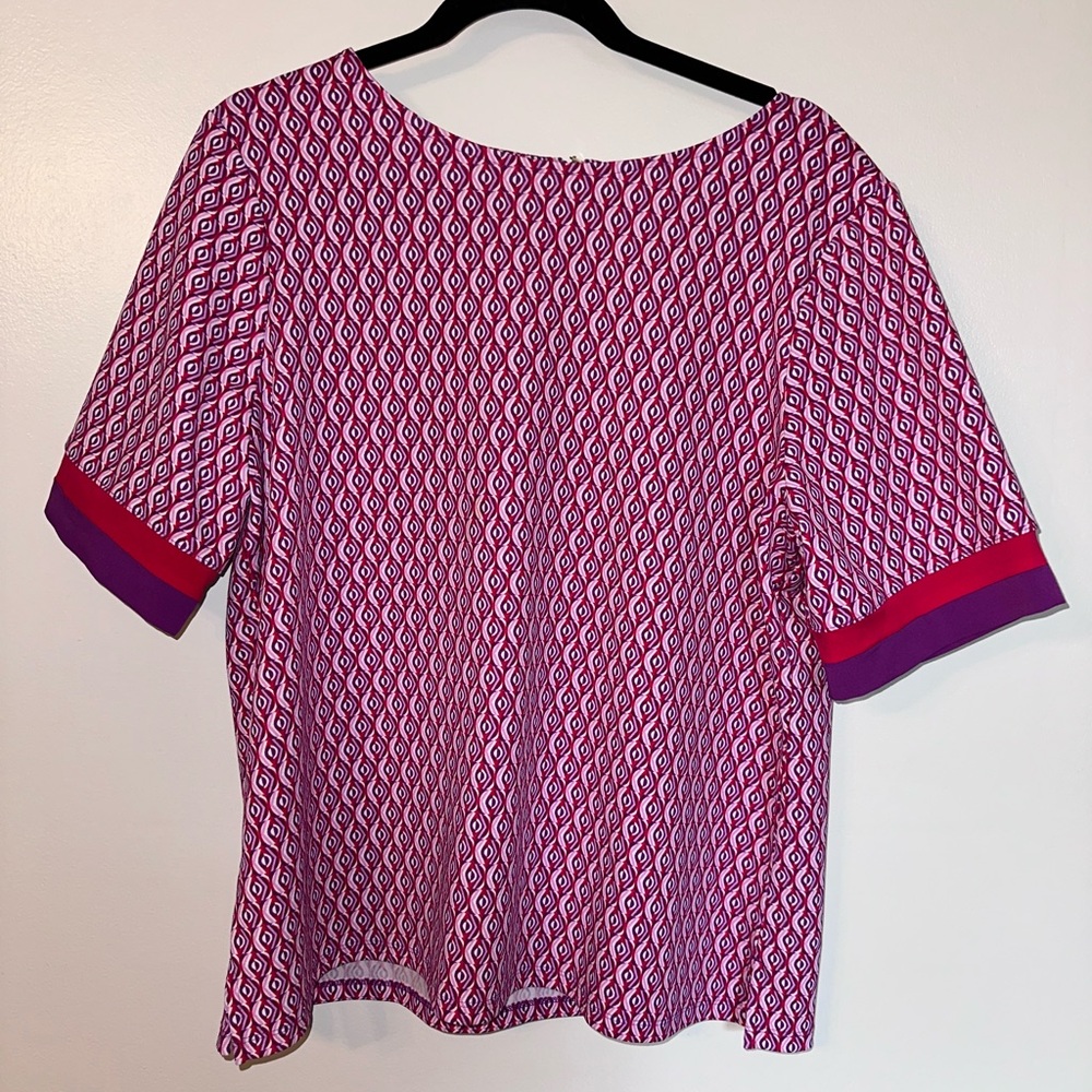 Chico's Pink & Purple Patterned Short-Sleeve Blouse